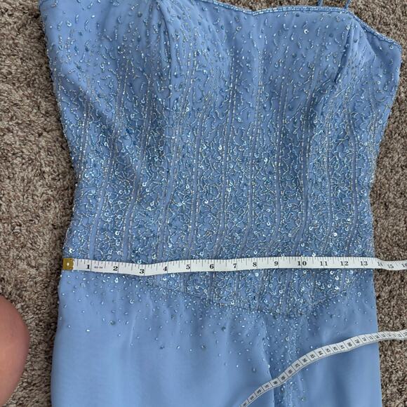 EUC Vintage Showtime Collection Beaded Prom Formal Dress Sz 8 Blue - Picture 7 of 16